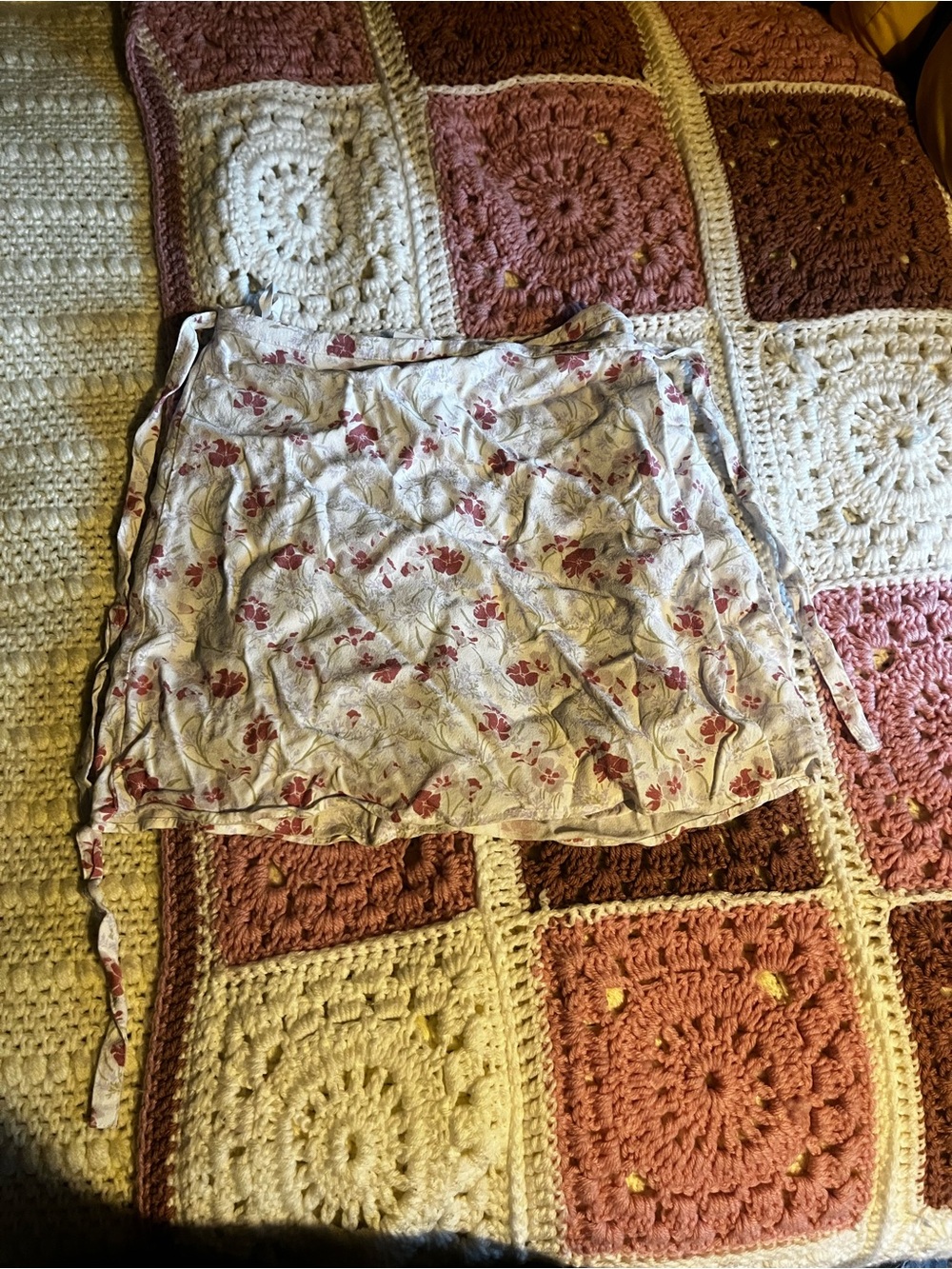 Sunday Best Cream Mini Skirt with Pink Floral Print